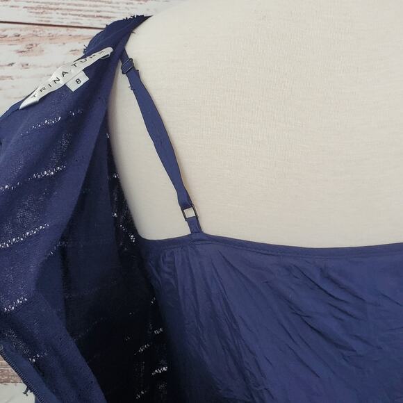 Trina Turk Dress Ain't Misbehavin Fringe Lace Navy Blue Size 8 - Picture 5 of 9